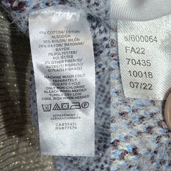 Ann Taylor Multicolor Sparkle Fair Isle Funnel Neck Sweater Metallic Cabincore - Picture 9 of 9